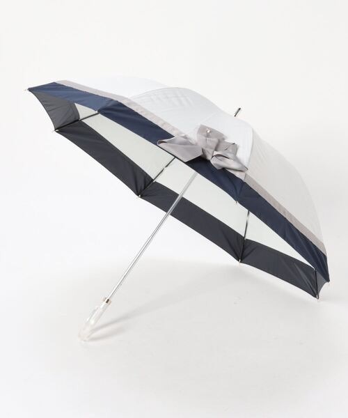 ランバンオンブルー(LANVIN en Bleu) ビジューリボン 晴雨兼用日傘 長傘