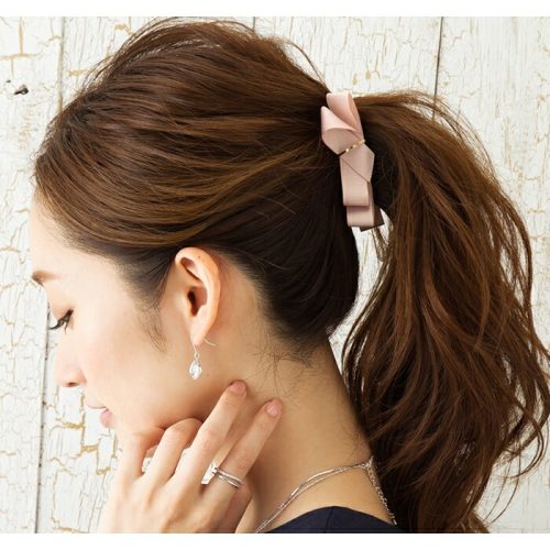 クリームドット(Cream dot) アシメミルフィーユリボンのミニバナナクリップ