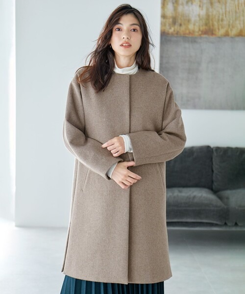 エニィファム(any FAM) ウールブレンド ノーカラーコート