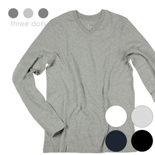 スリードッツ(THREE DOTS) VネックロングTシャツ