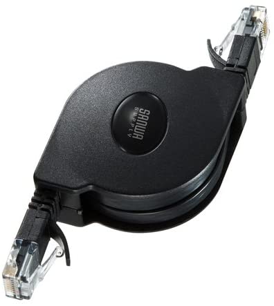 サンワサプライ(SANWA SUPPLY) CAT6対応自動巻取りフラットLANケーブル 1.5m KB-MK18BK