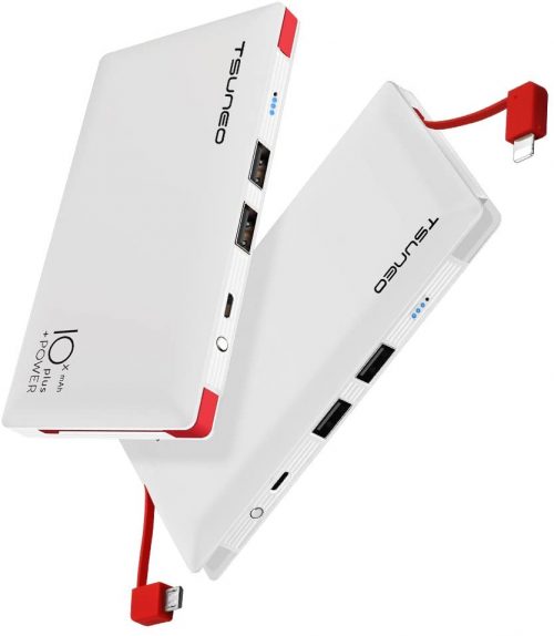 ツネオ(TSUNEO) ケーブル内蔵 モバイルバッテリー 10000mAh