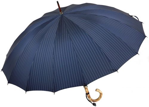 前原光栄商店 16本骨長傘 60cm ピンストライプ エゴノキ持ち手