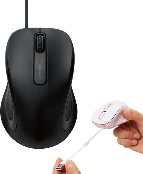 エレコム(ELECOM) 有線マウス 巻き取り式 M-MK1UBS
