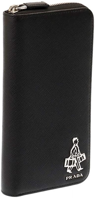 プラダ(PRADA) ポータープレート ラウンドファスナー 長財布