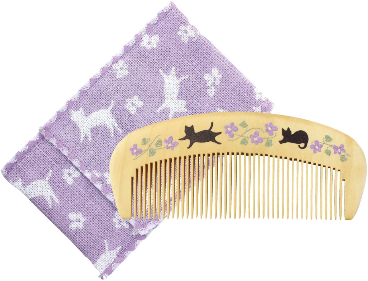 くろちく 潤いつけ櫛ケース付 花猫