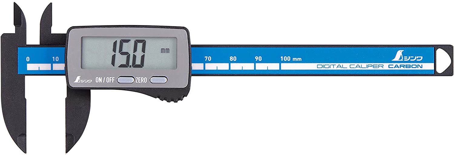 シンワ測定 デジタルノギス カーボンファイバー大文字 100mm 19989