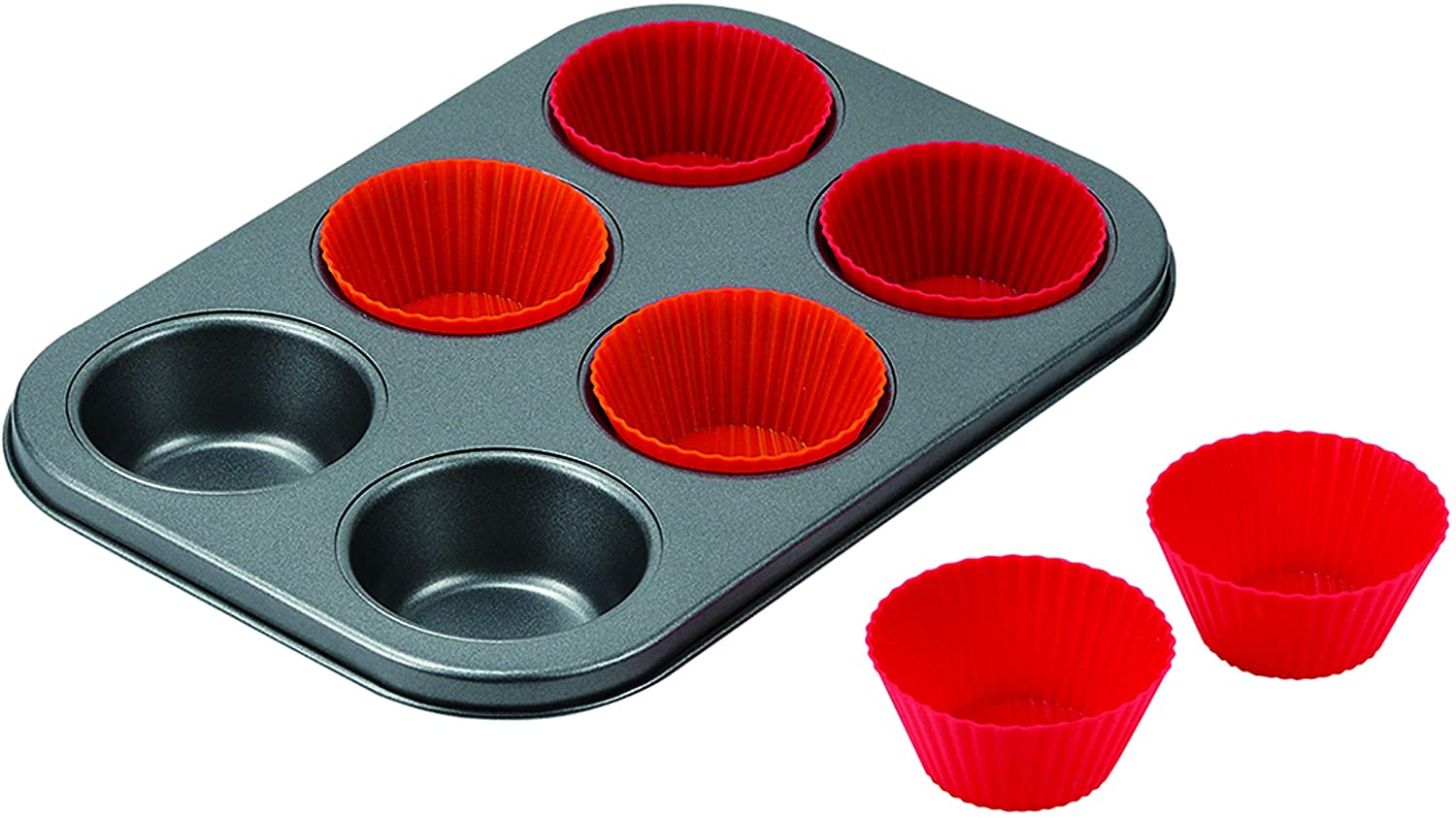 パール金属(PEARL METAL) ベイクメイド シリコーン加工マフィン型プレート6個取り シリコーンカップ付 D-6588