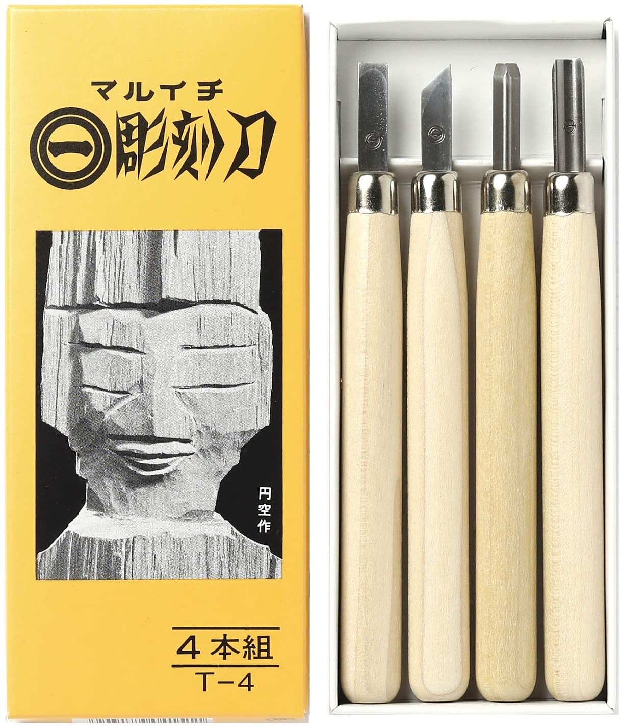 義春刃物 マルイチ彫刻刀 紙箱入4本組 T-4