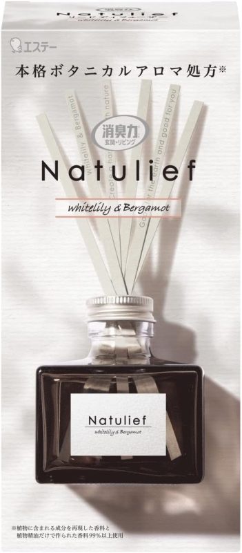 エステー 消臭力 Natulief 玄関・リビング用 リードディフューザー ホワイトリリー&ベルガモット