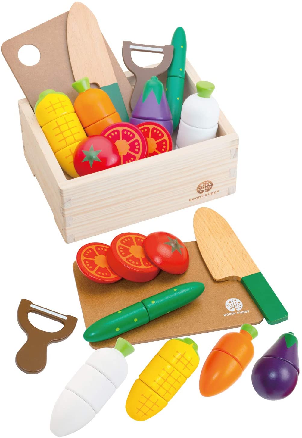 ウッディプッディ(WOODY PUDDY) はじめてのおままごと サラダセット 木箱入り