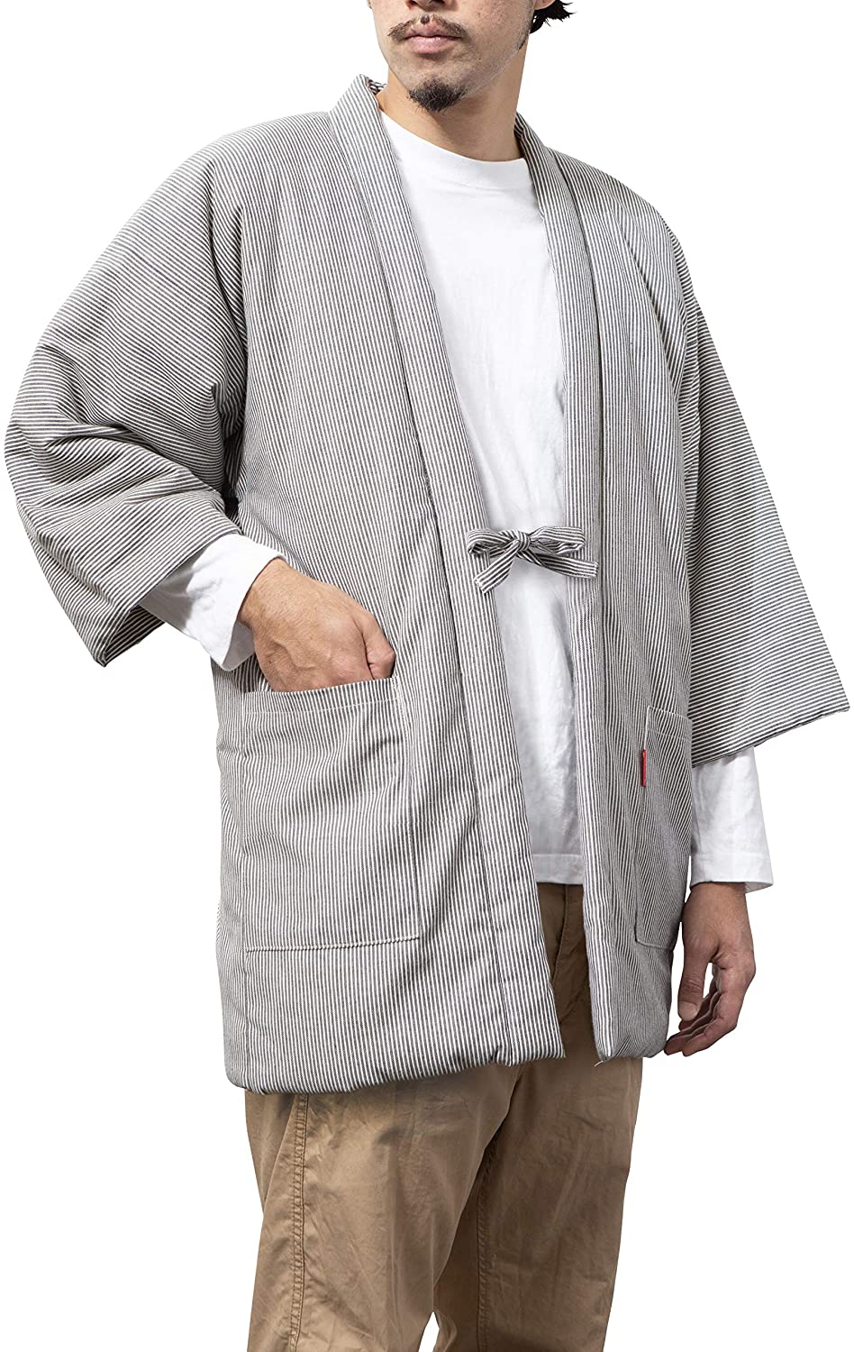 綿の郷(watanosato) 綿入れはんてん 男性用 綾織 ヒッコリー柄