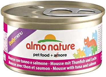アルモネイチャー ウエットフード デイリーメニューまぐろとサーモン入りお肉のムース 85g缶詰タイプ