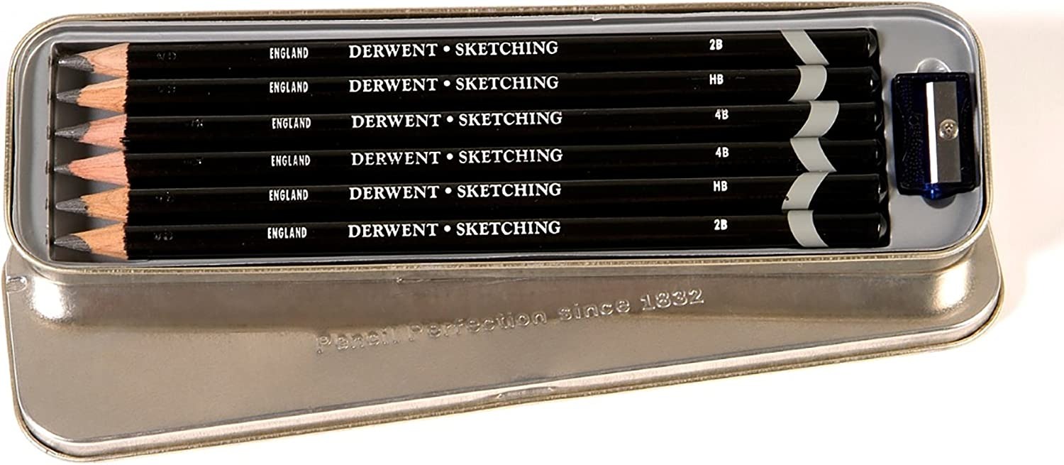 ダーウェント(Derwent) スケッチングペンシル メタルケース 6本セット 0700836