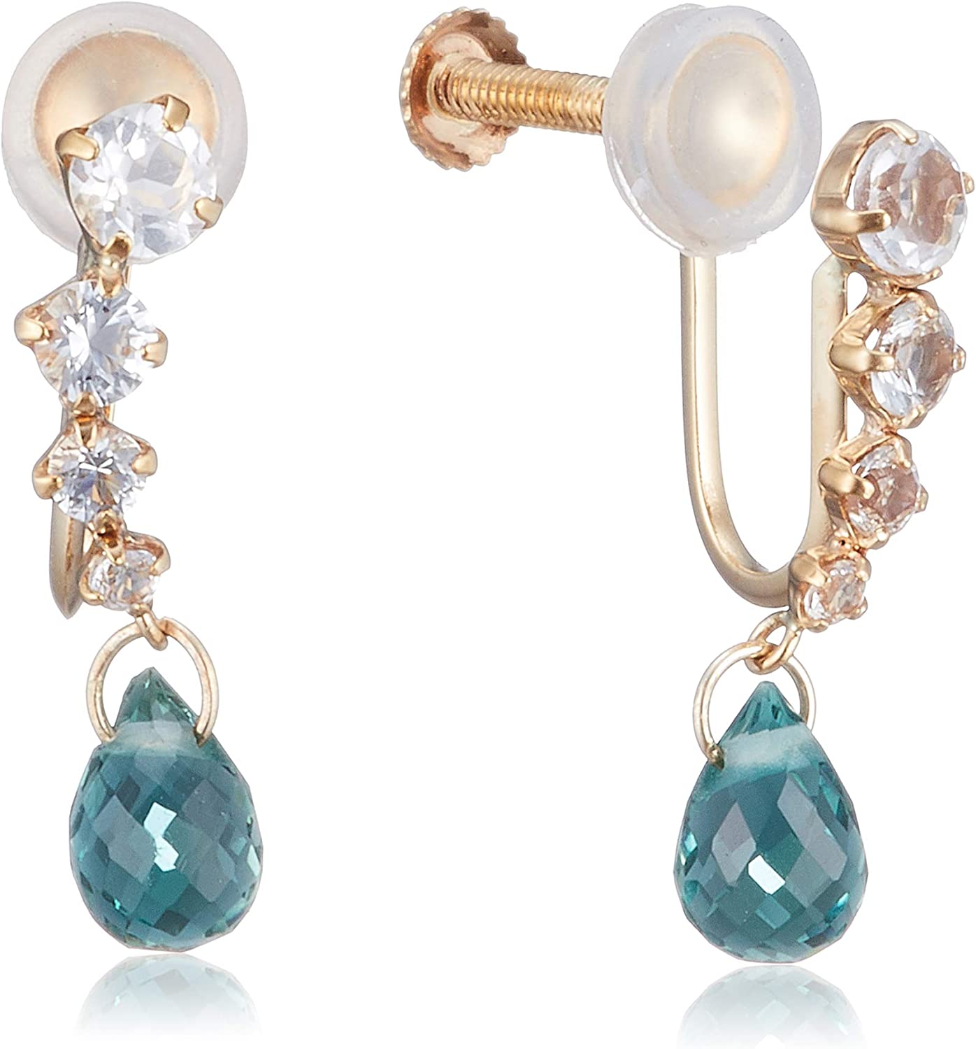 ウィスプ(WISP) 10金イエローゴールド ホワイトトパーズ グリーンクォーツイヤリング