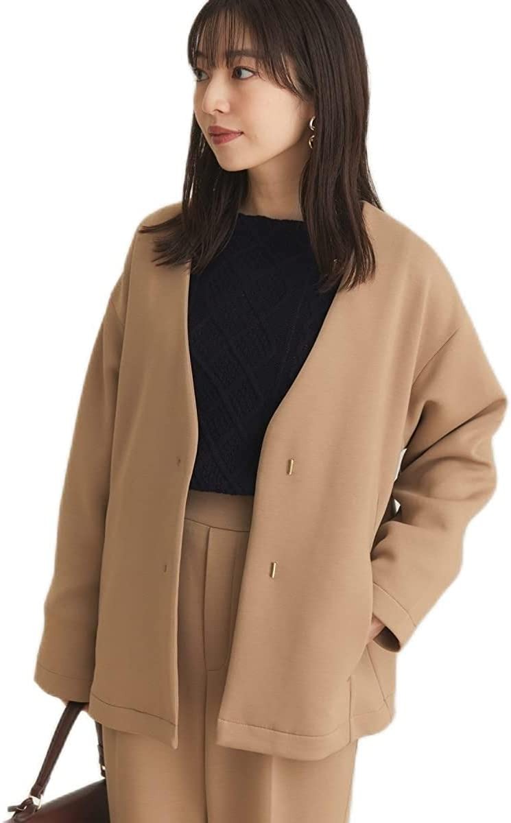 ビス(VIS) スフレタッチシリーズ 洗える Vネックコクーンジャケット