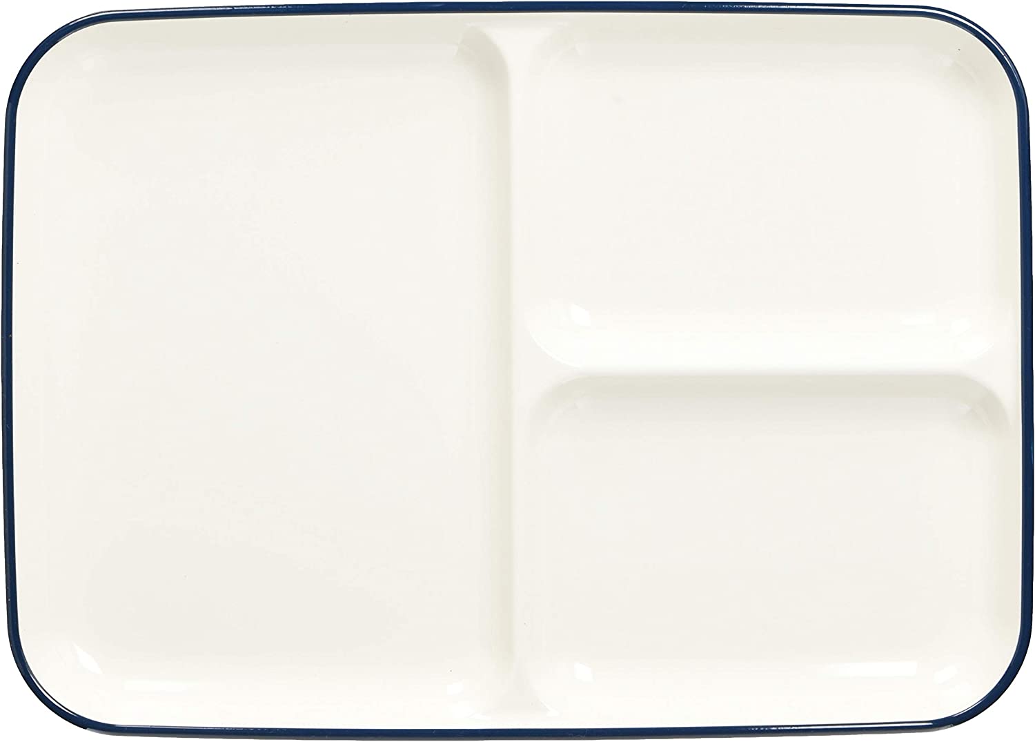 パール金属(PEARL METAL) 渕彩 クリーンコート角仕切皿 ホワイト&ネイビー K-6335