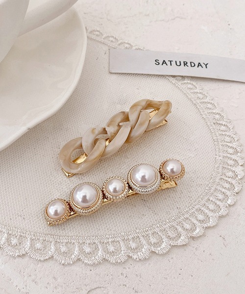 フローリスト(florist) クリアべっ甲チェーンヘアクリップ