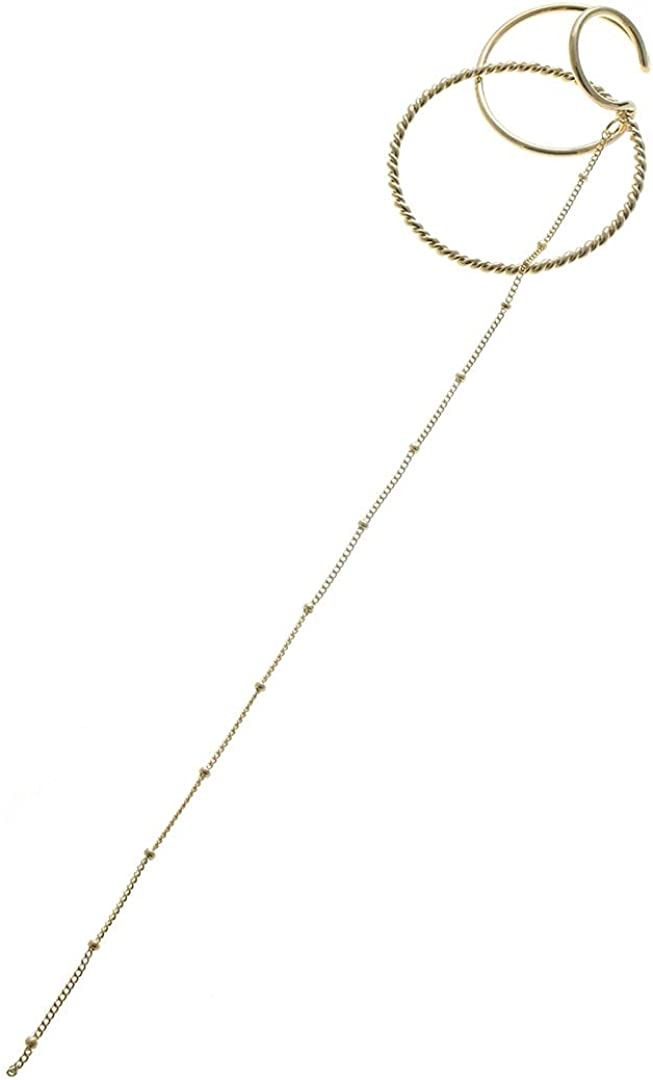 神戸ヴァンテーヌ イヤーカフ 3連風リング ロングチェーン 片耳用