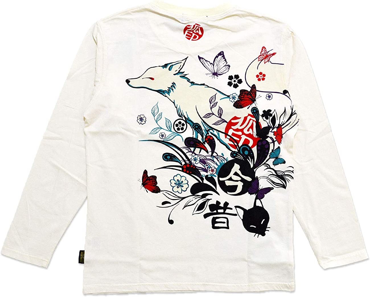今昔(こんじゃく)草原の狐 和柄 長袖Tシャツ