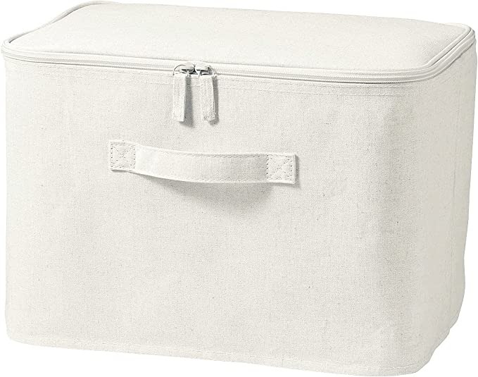 無印良品 ポリエステル麻 ソフトボックス 長方形 中 フタ式 12428909