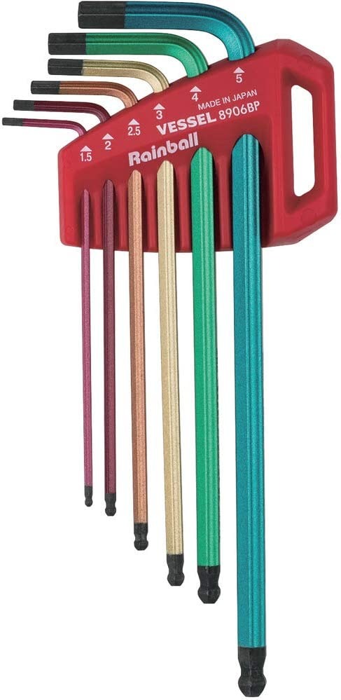 ベッセル(VESSEL) 六角棒 レインボール L字型レンチ 6本組 ホルダー付 8906BP