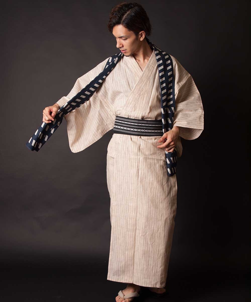 きもの市場あんのん 国産高級生地使用 綿麻しじらメンズ