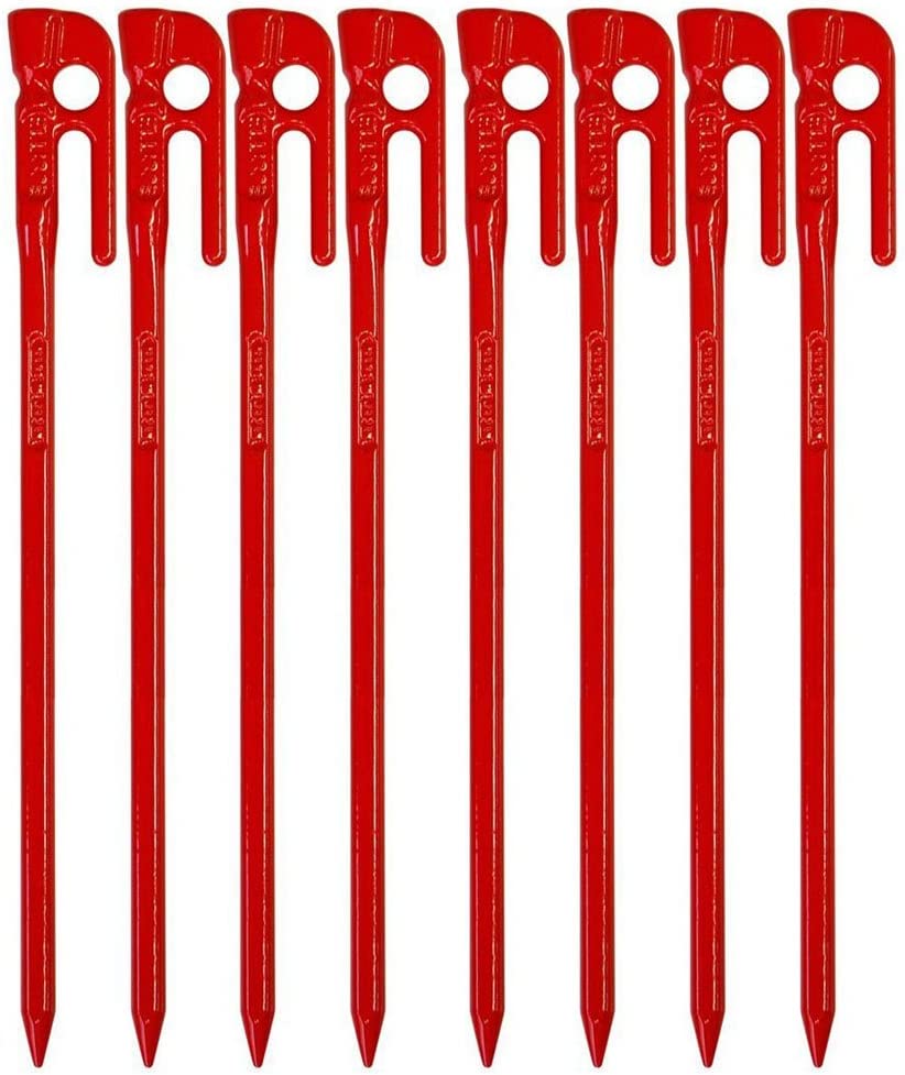 エリッゼ(ELLISSE) 鍛造ペグ エリッゼステーク28cm レッド粉体塗装 8本セット MK-280
