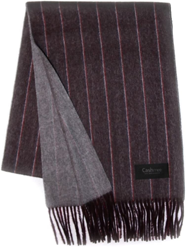 カシュミー(Cashmee) カシミヤ100% トリコロール ストライプ シングルリバーシブル マフラー