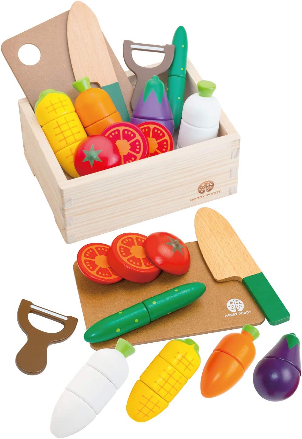 ウッディプッディ(WOODY PUDDY) はじめてのおままごと サラダセット 木箱入り