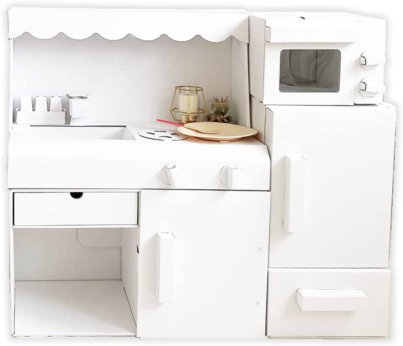 豊栄産業 ままごとシリーズ ダンボールままごとキッチン 白3点セット