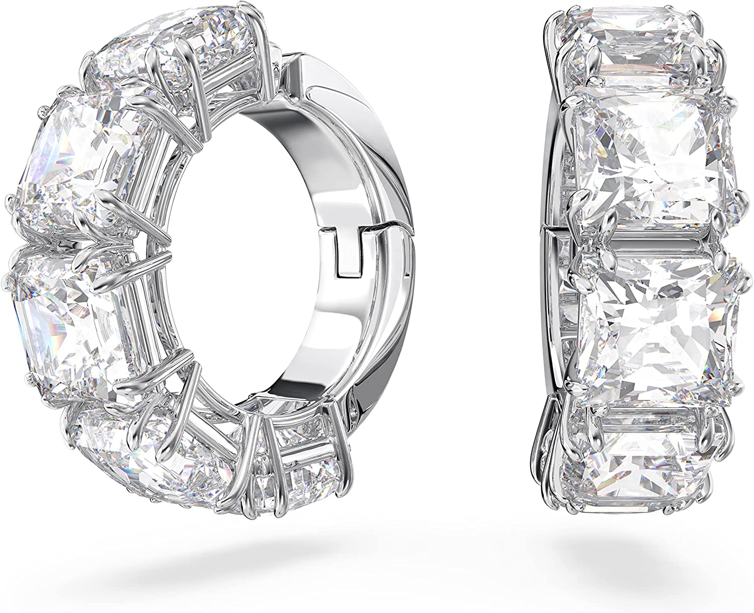 スワロフスキー(SWAROVSKI) Millenia クリップイヤリング スクエア・カット ホワイト ロジウム・プレーティング