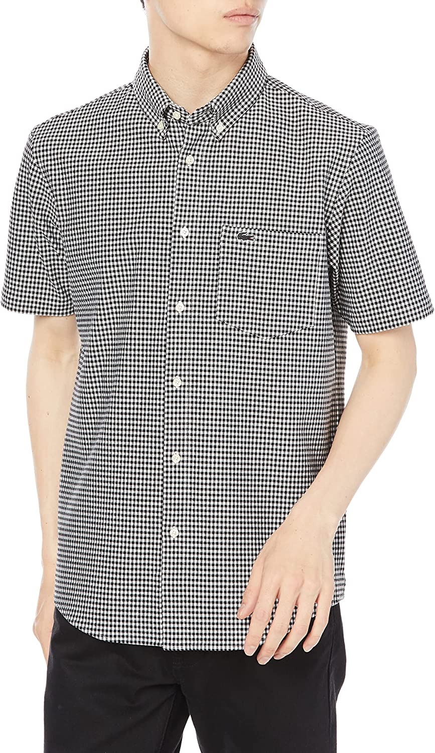 ラコステ(LACOSTE) クールマックスブレンド鹿の子地半袖チェックシャツ