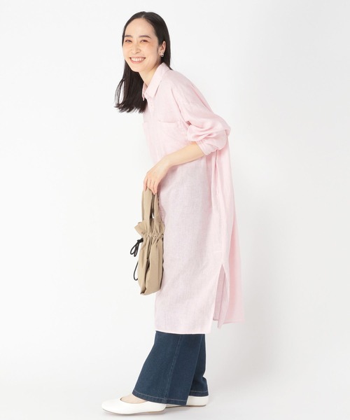 スタディオクリップ(studio CLIP) リネン100カラーシャツワンピース