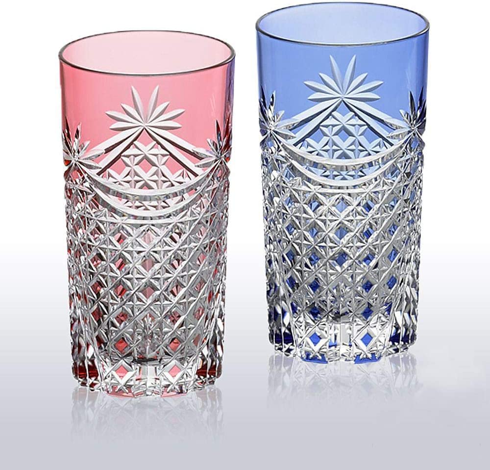 カガミクリスタル(Kagami) 江戸切子 ペアタンブラー 幕襞に四角籠目紋 TPS369-2835-AB