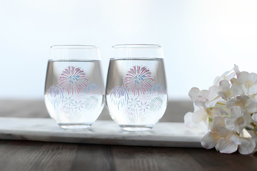 丸モ高木陶器 冷感花火 フリーグラス ペアセット ch-05s