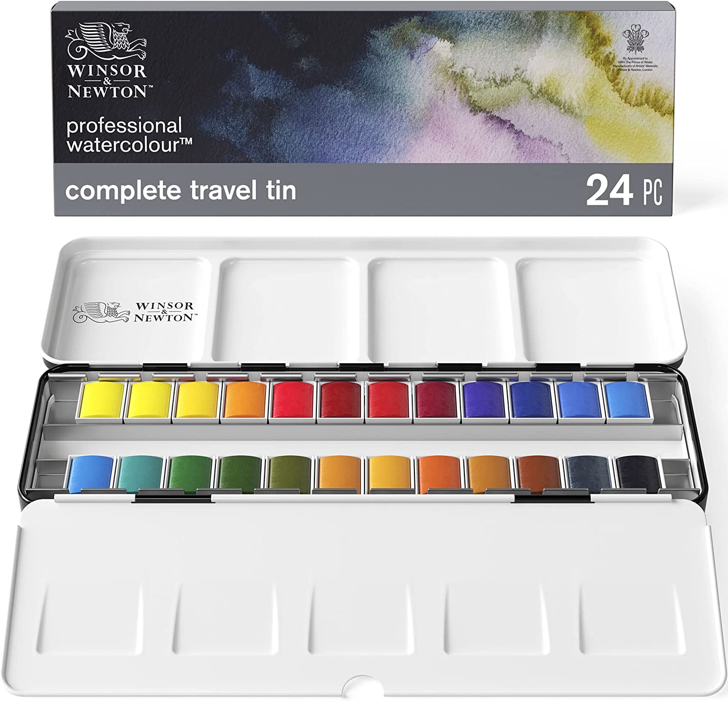 Winsor&Newton ハーフパン24色 ライトウェイト・メタルボックスセット