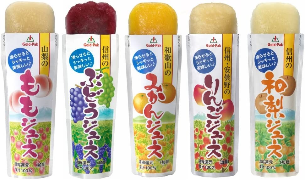 ゴールドパック(Gold-Pak) 果汁100%パウチジュース 凍らせておいしい国産ジュースアソートセット