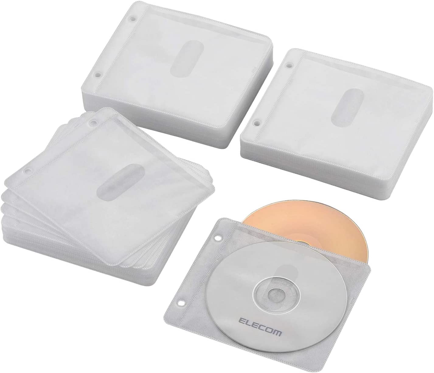 エレコム(ELECOM) Blu-ray・CD・DVD対応不織布ケース 2穴 120枚入り CCD-NBWB240