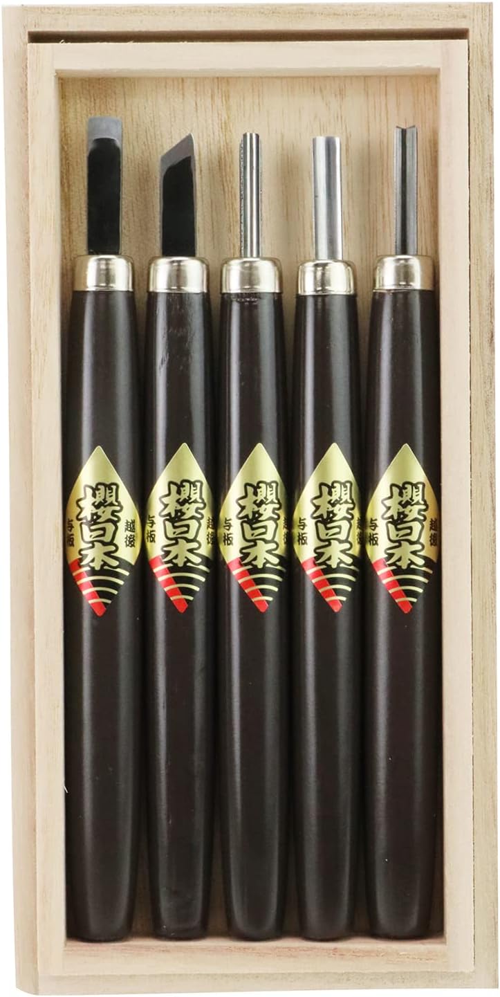 与板利器(Yoitariki) 桜日本 彫刻刀 桐箱入 5本組