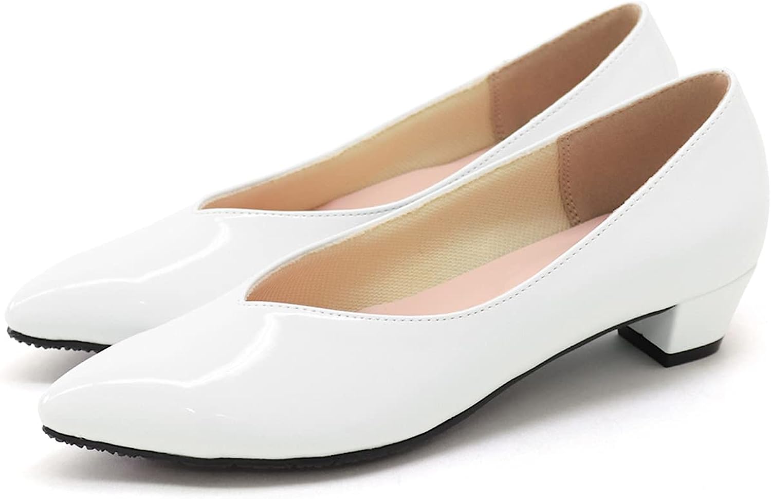 セスト(SESTO) 晴雨兼用Vカットローヒールポインテッドトゥパンプス