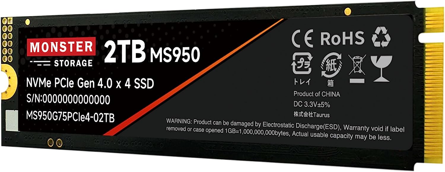 Monster Storage 2TB NVMe SSD PCIe Gen MS950G75PCIe4-02TB 2023