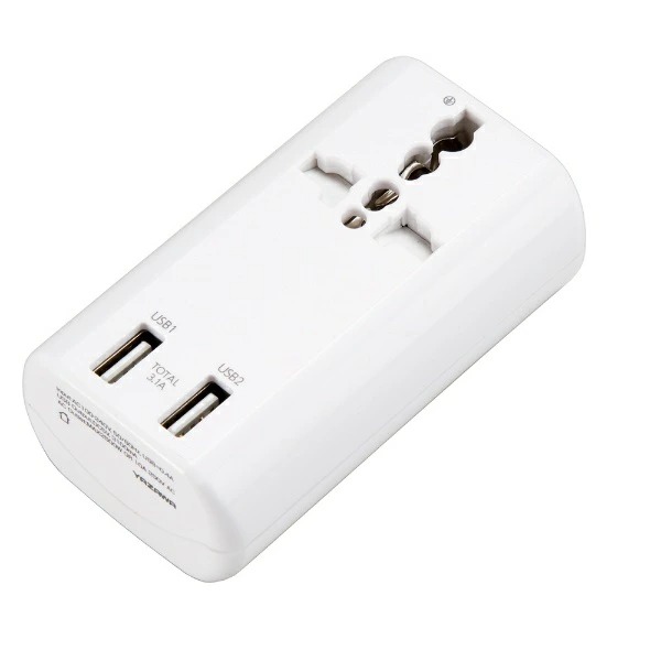 ヤザワ(YAZAWA) 海外用マルチ変換プラグUSB付3.1A白 HPM53AWH