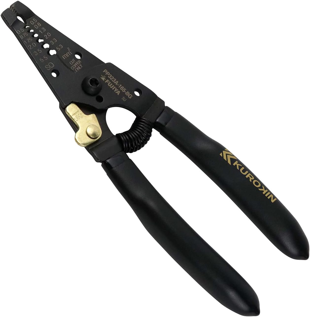 フジ矢(FUJIYA) ワイヤーストリッパ(黒金・バネ付き) A型 PP323A-165-BG