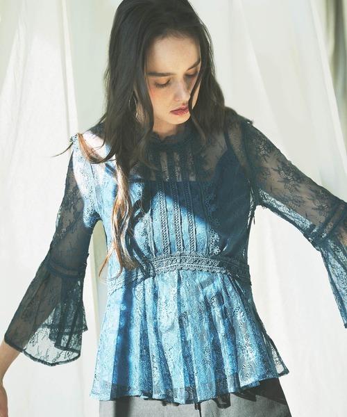 ルイルエブティック(RUIRUE BOUTIQUE) タックフレアレースデザイントップスブラウス