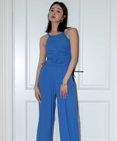 オシャレボ(OSYAREVO) サイドギャザービキニ ロングパンツ 付き 水着 セットアップ