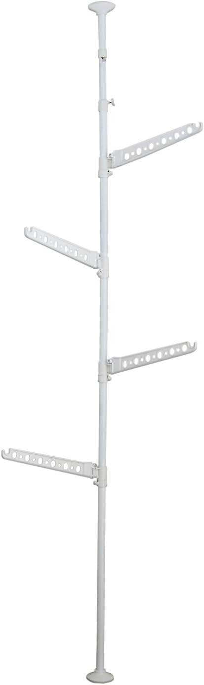 平安伸銅工業 突っ張り室内物干し ホワイト ハンガー4本 高さ175〜280cm TMH-5