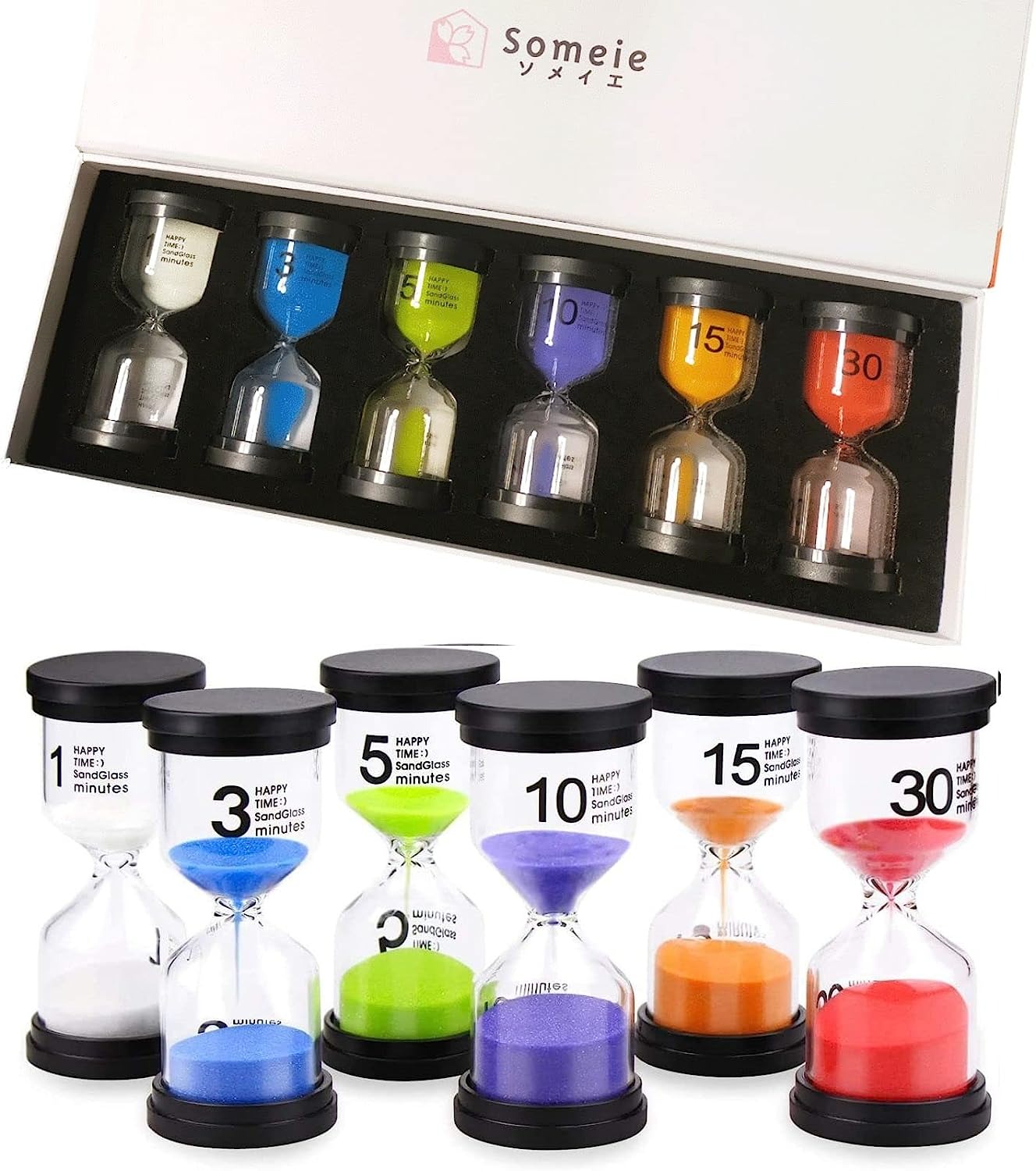 ソメイエ(Someie) 砂時計 6個セット 1分 3分 5分 10分 15分 30分
