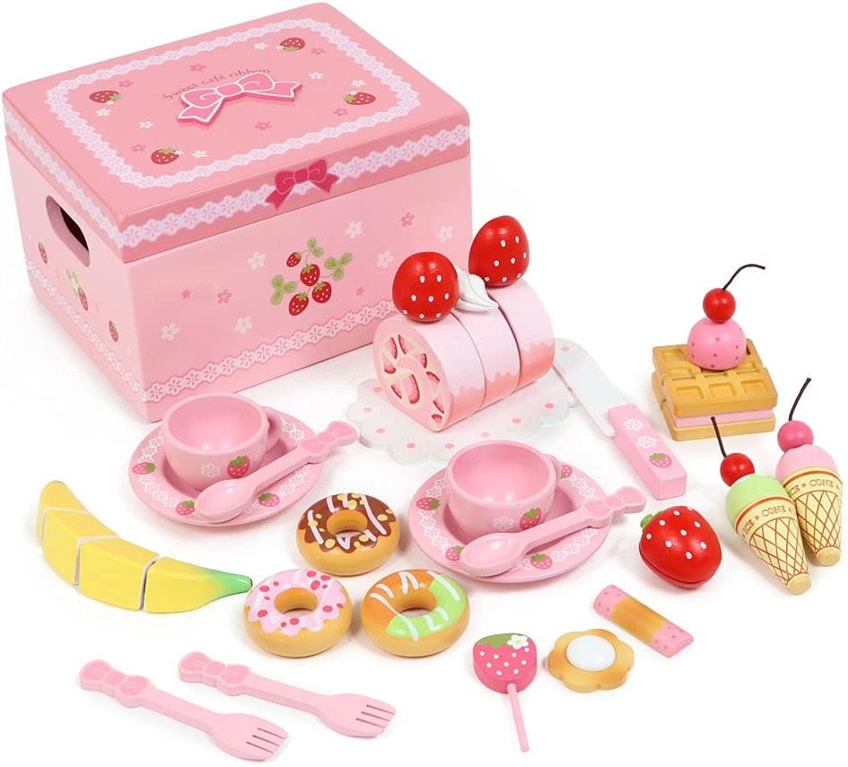 クリエイティブヨーコ マザーガーデン おままごと 野いちご スウィートカフェリボン 木製ままごとセット