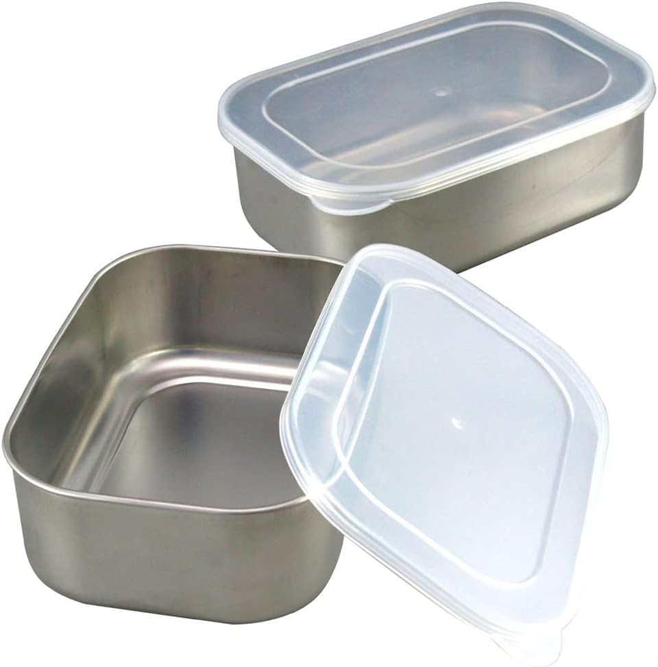 下村企販  ステンレスふた付深型保存容器 2個組 650ml 38871